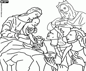 The gifts of the Three Magi coloring page