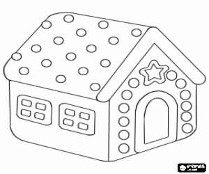 A gingerbread house coloring page