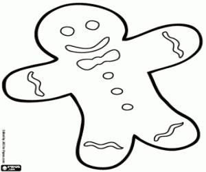 Gingerbread man, a cookie coloring page