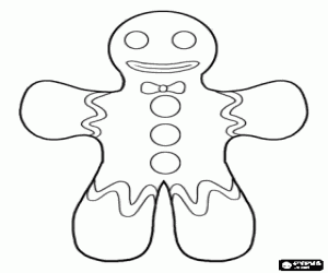 Gingerbread man decorated coloring page