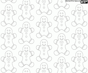 Gingerbread men pattern coloring page
