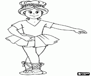 Girl doing ballet coloring page