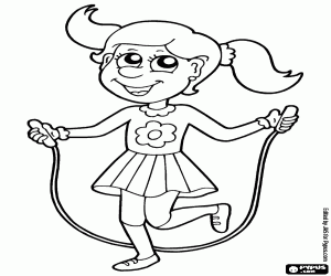 A girl jumping rope coloring page