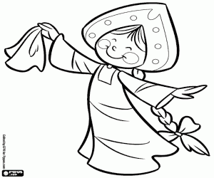 Girl with traditional Russian dress coloring page