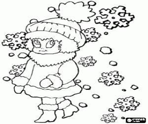 Girl very warm for winter coloring page
