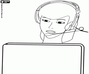 Girl that works with the phone coloring page