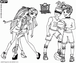Girls and boys, Monster High coloring page