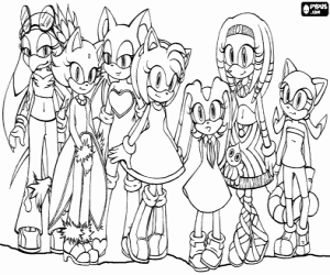 The girls from Sonic coloring page