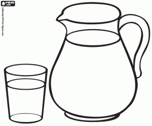 A glass and a jug with milk coloring page