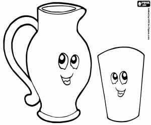 A glass and a jug coloring page