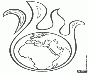 The global warming of the planet coloring page
