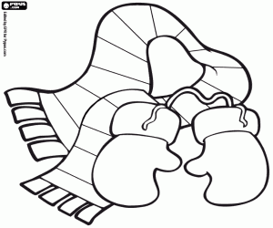 Gloves and scarf of Santa Claus coloring page