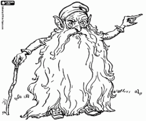 Gnome with a very long beard coloring page