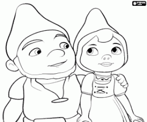 The gnomes Gnomeo and Juliet coloring page