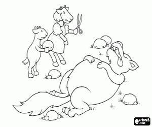 The goats and the wolf sleeping coloring page