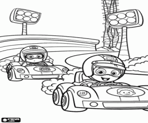Goby, Nonny and the car race coloring page