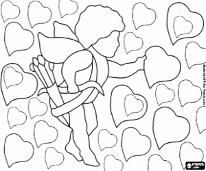 The god of love and the hearts coloring page