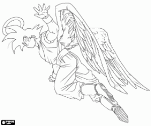 Goku as an angel coloring page