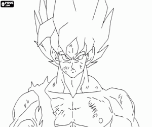 Goku ready to fight coloring page