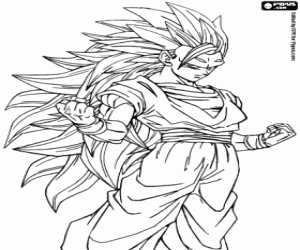 Goku turned into Super Saiyan 3 coloring page