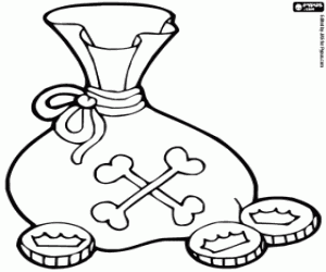 Gold coins coloring page