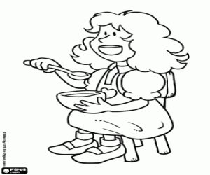 Goldilocks is hungry coloring page