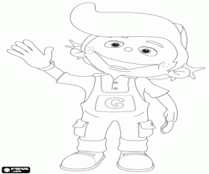 Gombby, a happy boy coloring page