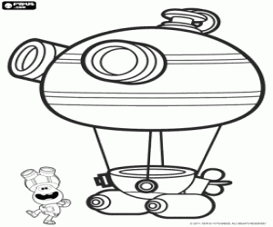 Goomo and the hot air balloon coloring page