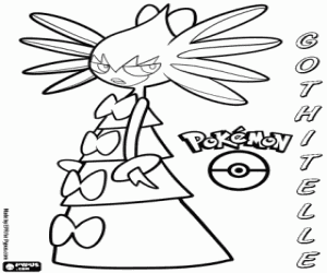 Gothitelle, a psychic pokemon coloring page