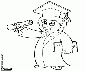 A graduate with diploma coloring page