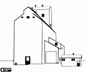 A grain warehouse coloring page
