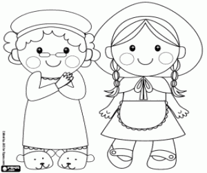 Grandmother and Red Riding Hood coloring page