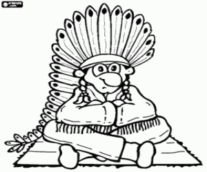 The great Indian chief sitting coloring page