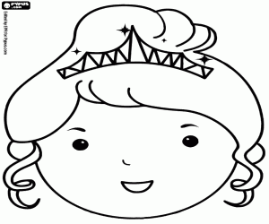 Greek girl face with tiara coloring page