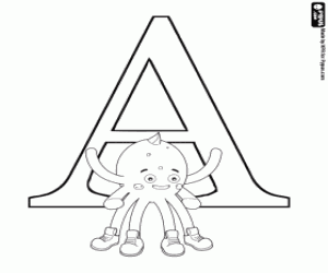 The Greek letter Alpha, Α and Pypus coloring page