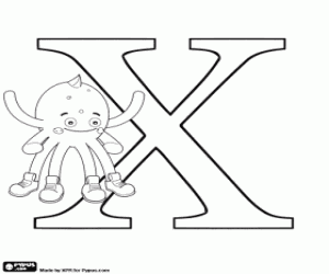 The Greek letter Chi, Χ and Pypus coloring page