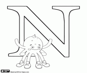 The greek letter Nu with Pypus coloring page