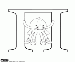 Greek letter Pi and Pypus jumping coloring page