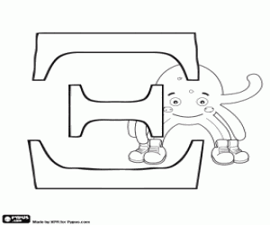 The Greek letter Ξ with Pypus coloring page