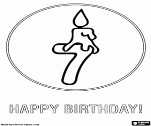Greeting card for 7th birthday coloring page