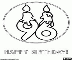 A greeting card for 96 birthday coloring page