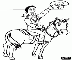 Greeting with the cowboy hat coloring page