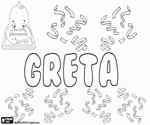 Greta, name in many languages coloring page