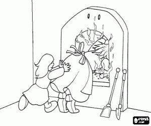 Gretel defeats the witch coloring page