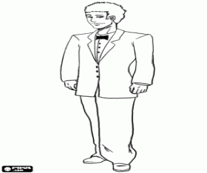 The groom with an elegant suit coloring page