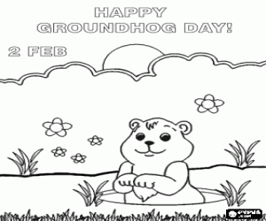 Groundhog Day, a tradition coloring page