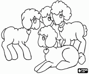 Group of Easter lambs coloring page