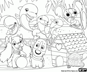Group of plush toys coloring page