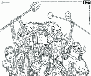 Group of young Vikings coloring page