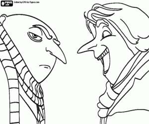 Gru and Dru, face to face coloring page